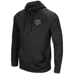 Men's Colosseum Black Texas A&M Aggies Blackout 3.0 Tonal Raglan Full-Zip Hoodie -Colosseum shop 5426657 ALT2