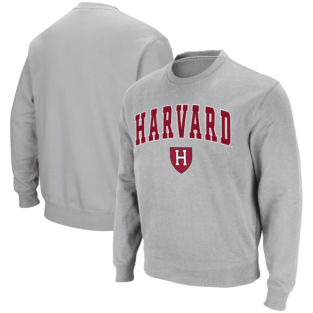 Men's Colosseum Gray Harvard Crimson Team Arch & Logo Tackle Twill Pullover Sweatshirt 1 Men's Colosseum Gray Harvard Crimson Team Arch & Logo Tackle Twill Pullover Sweatshirt