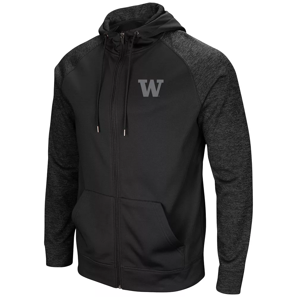 Men's Colosseum Black Washington Huskies Blackout 3.0 Tonal Raglan Full-Zip Hoodie 3 Men's Colosseum Black Washington Huskies Blackout 3.0 Tonal Raglan Full-Zip Hoodie - Image 3