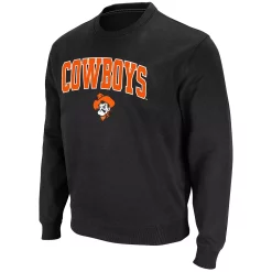 Men's Colosseum Black Oklahoma State Cowboys Team Arch & Logo Tackle Twill Pullover Sweatshirt -Colosseum shop 5427450 ALT2