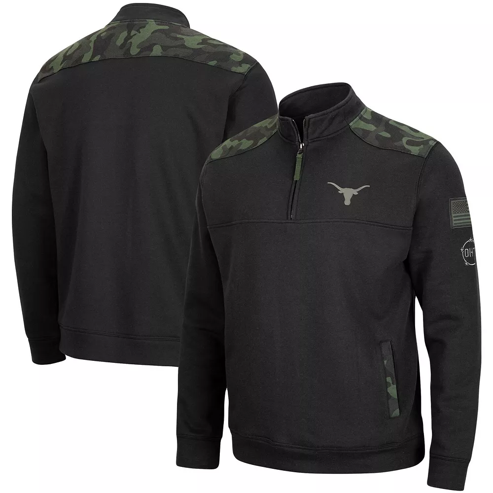 Men's Colosseum Black Texas Longhorns OHT Military Appreciation Commo Fleece Quarter-Zip Jacket 1 Men's Colosseum Black Texas Longhorns OHT Military Appreciation Commo Fleece Quarter-Zip Jacket