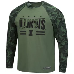 Men's Colosseum Olive/Camo Illinois Fighting Illini OHT Military Appreciation Raglan Long Sleeve T-Shirt -Colosseum shop 5630416 ALT2
