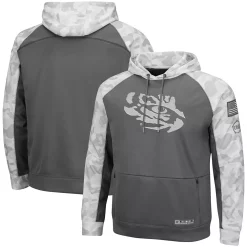 Men's Colosseum Gray/Arctic Camo LSU Tigers OHT Military Appreciation Tonal Raglan Pullover Hoodie
