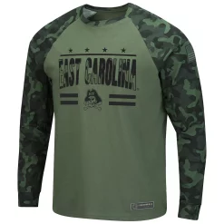 Men's Colosseum Olive/Camo ECU Pirates OHT Military Appreciation Raglan Long Sleeve T-Shirt -Colosseum shop 5631081 ALT2