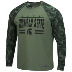 Men's Colosseum Olive/Camo Michigan State Spartans OHT Military Appreciation Raglan Long Sleeve T-Shirt -Colosseum shop 5631168 ALT2