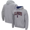 Men's Colosseum Heathered Gray Illinois Fighting Illini Arch & Logo 3.0 Pullover Hoodie