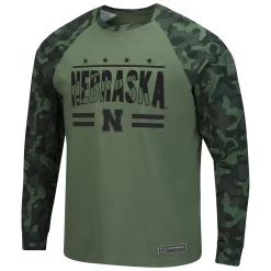 Men's Colosseum Olive/Camo Nebraska Huskers OHT Military Appreciation Raglan Long Sleeve T-Shirt -Colosseum shop 5632470 ALT2