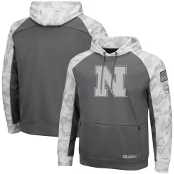 Men's Colosseum Gray/Arctic Camo Nebraska Huskers OHT Military Appreciation Tonal Raglan Pullover Hoodie