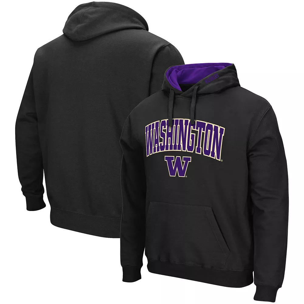 Men's Colosseum Black Washington Huskies Arch & Logo 3.0 Pullover Hoodie 1 Men's Colosseum Black Washington Huskies Arch & Logo 3.0 Pullover Hoodie