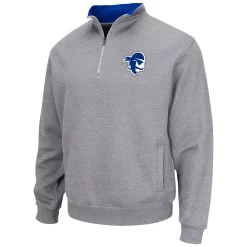 Men's Colosseum Heathered Gray Seton Hall Pirates Tortugas Team Logo Quarter-Zip Jacket -Colosseum shop 5633324 ALT2