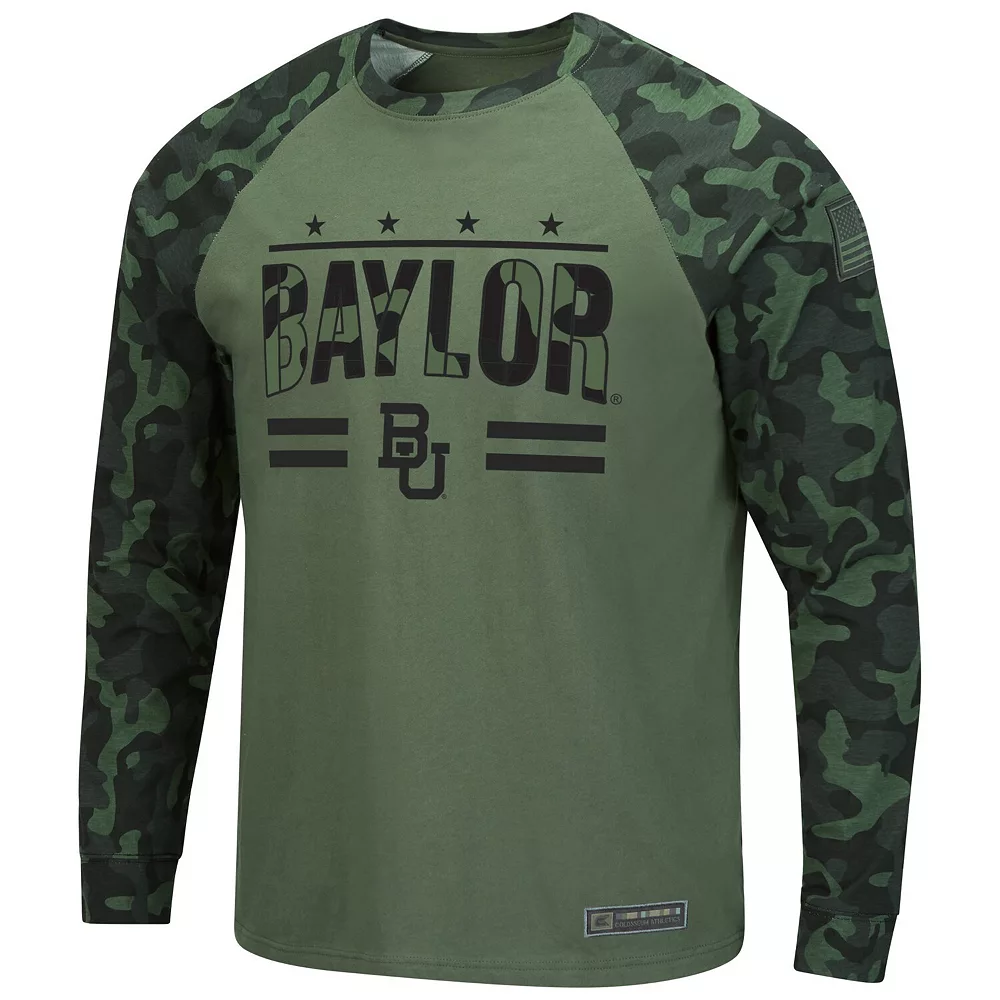 Men's Colosseum Olive/Camo Baylor Bears OHT Military Appreciation Raglan Long Sleeve T-Shirt 3 Men's Colosseum Olive/Camo Baylor Bears OHT Military Appreciation Raglan Long Sleeve T-Shirt - Image 3