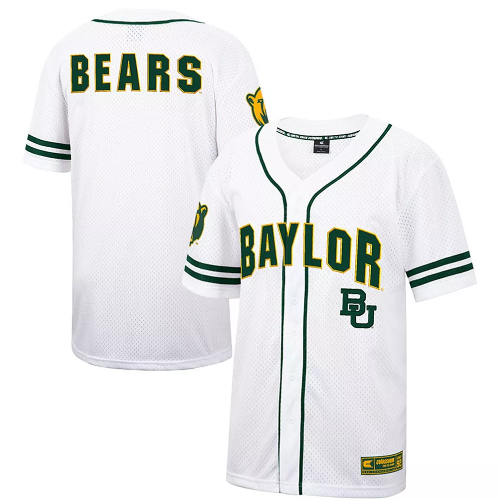 Men's Colosseum White/Green Baylor Bears Free Spirited Baseball Jersey 2 Men's Colosseum White/Green Baylor Bears Free Spirited Baseball Jersey - Image 2