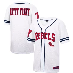 Men's Colosseum White/Navy Ole Miss Rebels Free Spirited Baseball Jersey