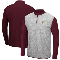 Men's Colosseum Heathered Gray/Maroon Arizona State Sun Devils Prospect Quarter-Zip Jacket -Colosseum shop 5646206 ALT
