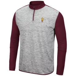 Men's Colosseum Heathered Gray/Maroon Arizona State Sun Devils Prospect Quarter-Zip Jacket -Colosseum shop 5646206 ALT2