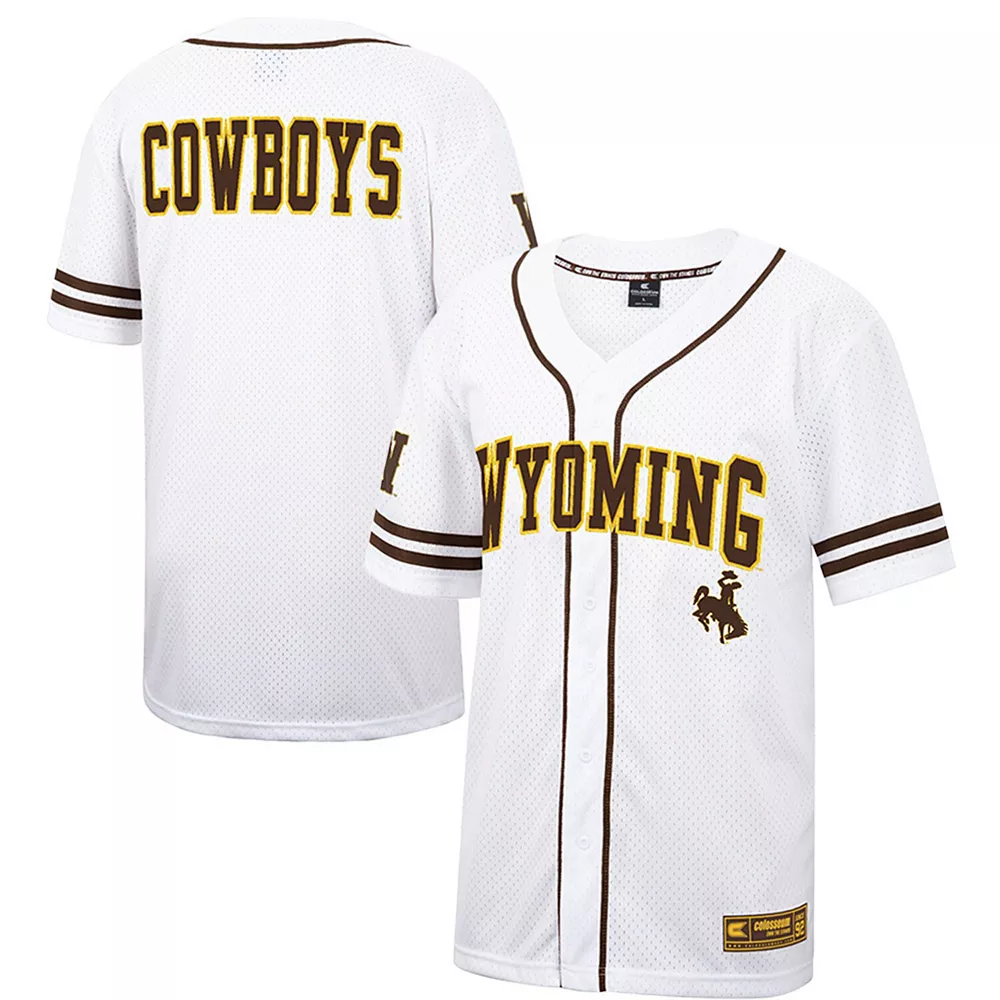 Men's Colosseum White/Brown Wyoming Cowboys Free Spirited Baseball Jersey 2 Men's Colosseum White/Brown Wyoming Cowboys Free Spirited Baseball Jersey - Image 2