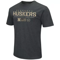 Men's Colosseum Heathered Black Nebraska Huskers OHT Military Appreciation Flag 2.0 T-Shirt -Colosseum shop 5681888 ALT2