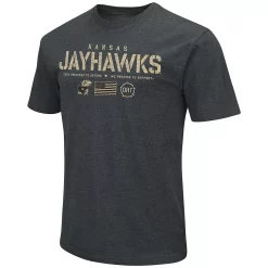 Men's Colosseum Heathered Black Kansas Jayhawks OHT Military Appreciation Flag 2.0 T-Shirt -Colosseum shop 5681901 ALT2