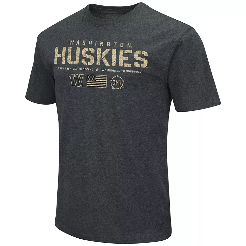 Men's Colosseum Heathered Black Washington Huskies OHT Military Appreciation Flag 2.0 T-Shirt 3 Men's Colosseum Heathered Black Washington Huskies OHT Military Appreciation Flag 2.0 T-Shirt - Image 3