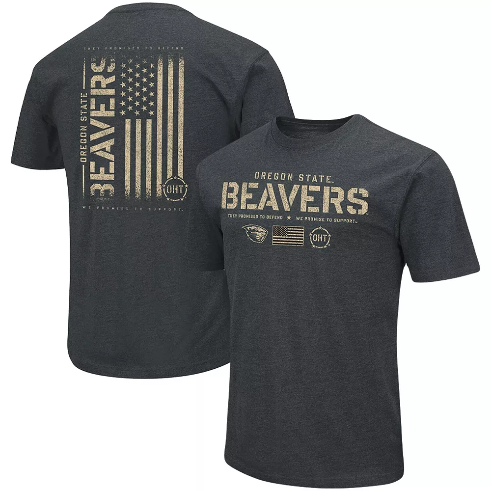 Men's Colosseum Heathered Black Oregon State Beavers OHT Military Appreciation Flag 2.0 T-Shirt 2 Men's Colosseum Heathered Black Oregon State Beavers OHT Military Appreciation Flag 2.0 T-Shirt - Image 2