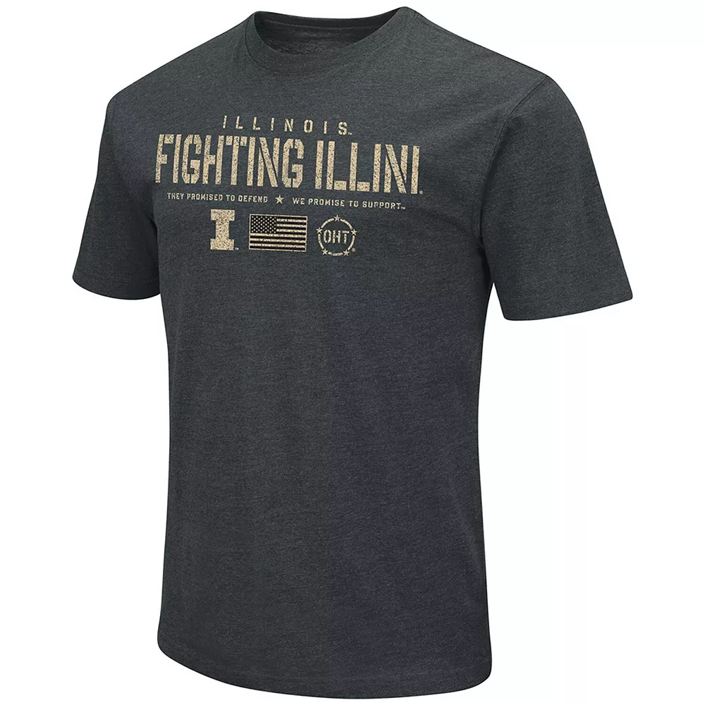 Men's Colosseum Heathered Black Illinois Fighting Illini OHT Military Appreciation Flag 2.0 T-Shirt 3 Men's Colosseum Heathered Black Illinois Fighting Illini OHT Military Appreciation Flag 2.0 T-Shirt - Image 3