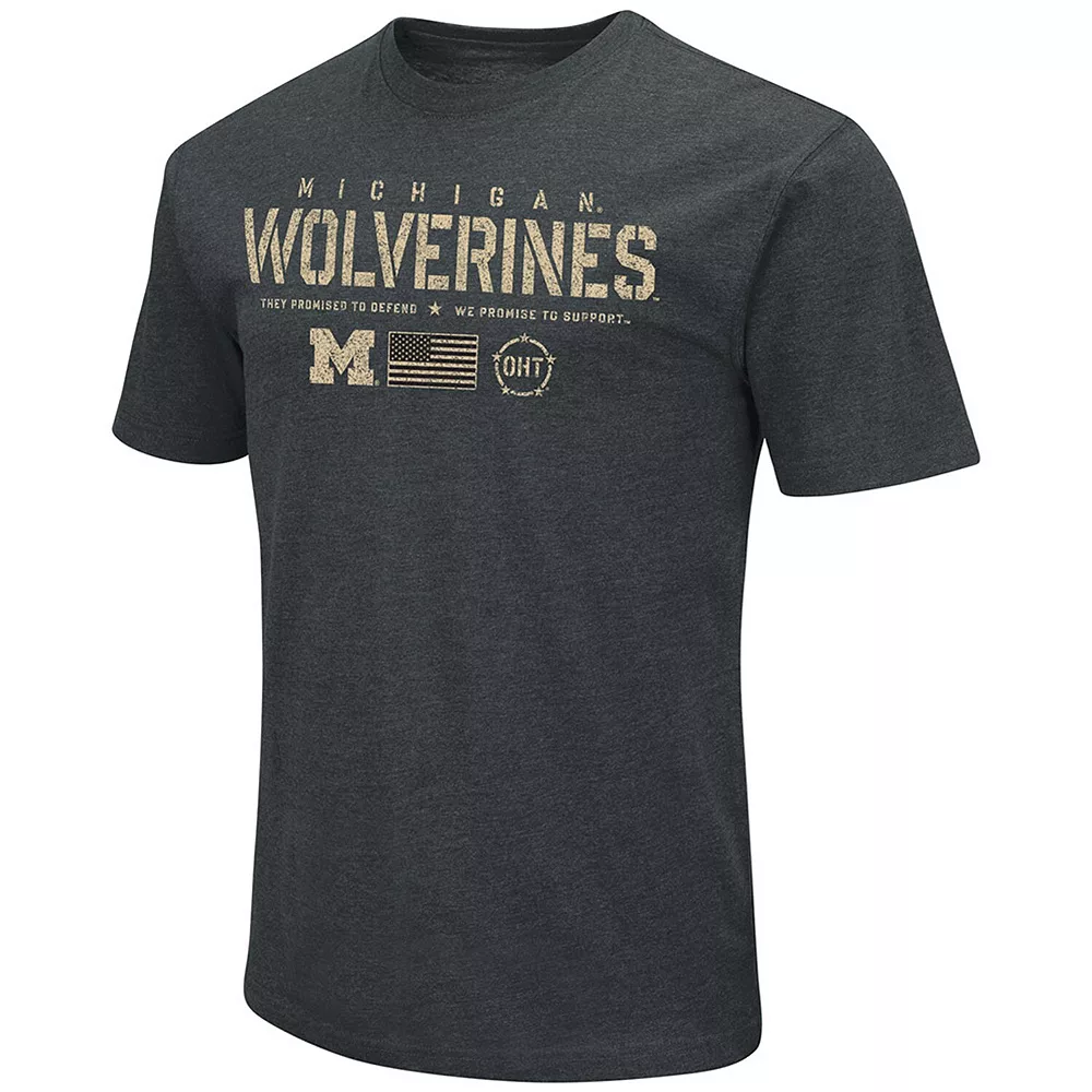 Men's Colosseum Heathered Black Michigan Wolverines OHT Military Appreciation Flag 2.0 T-Shirt 3 Men's Colosseum Heathered Black Michigan Wolverines OHT Military Appreciation Flag 2.0 T-Shirt - Image 3
