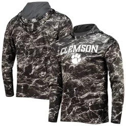 Men's Colosseum Black Clemson Tigers Mossy Oak Long Sleeve Hoodie T-Shirt