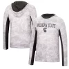 Men's Colosseum White Michigan State Spartans Mossy Oak Long Sleeve Hoodie T-Shirt