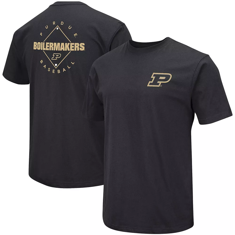 Men's Colosseum Black Purdue Boilermakers Baseball On-Deck 2-Hit T-Shirt 1 Men's Colosseum Black Purdue Boilermakers Baseball On-Deck 2-Hit T-Shirt