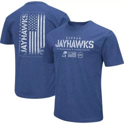 Men's Colosseum Royal Kansas Jayhawks OHT Military Appreciation Flag 2.0 T-Shirt