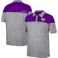 Men's Colosseum Heathered Gray/Purple Washington Huskies Birdie Polo