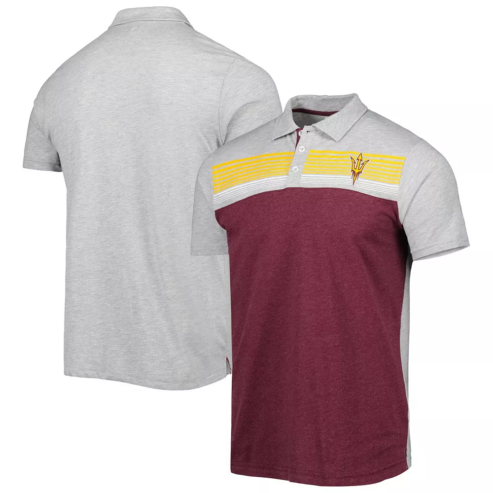 Men's Colosseum Maroon/Heathered Gray Arizona State Sun Devils Caddie Polo 2 Men's Colosseum Maroon/Heathered Gray Arizona State Sun Devils Caddie Polo - Image 2