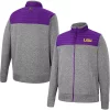 Men's Colosseum Charcoal/Purple LSU Tigers Putter Herringbone Full-Zip Jacket