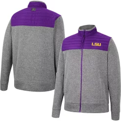 Men's Colosseum Charcoal/Purple LSU Tigers Putter Herringbone Full-Zip Jacket -Colosseum shop 5929947 ALT