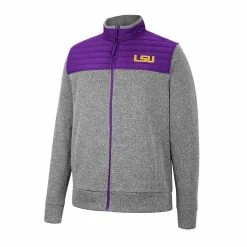 Men's Colosseum Charcoal/Purple LSU Tigers Putter Herringbone Full-Zip Jacket -Colosseum shop 5929947 ALT2