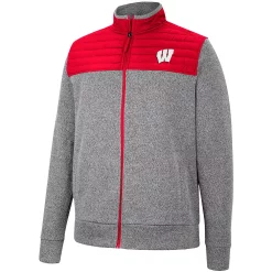 Men's Colosseum Charcoal/Red Wisconsin Badgers Putter Herringbone Full-Zip Jacket -Colosseum shop 5930024 ALT2