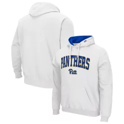Men's Colosseum White Pitt Panthers Arch & Team Logo 3.0 Pullover Hoodie