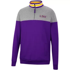 Men's Colosseum Heathered Gray/Purple LSU Tigers Be the Ball Quarter-Zip Top -Colosseum shop 5930193 ALT2