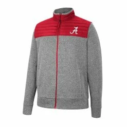 Men's Colosseum Charcoal/Crimson Alabama Crimson Tide Putter Herringbone Full-Zip Jacket -Colosseum shop 5930247 ALT2