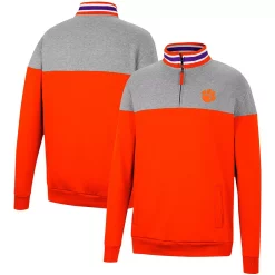Men's Colosseum Heathered Gray/Orange Clemson Tigers Be the Ball Quarter-Zip Top -Colosseum shop 5930281 ALT