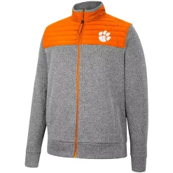Men's Colosseum Charcoal/Orange Clemson Tigers Putter Herringbone Full-Zip Jacket -Colosseum shop 5930291 ALT2