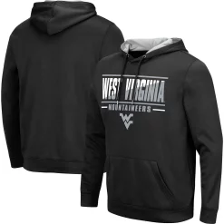 Men's Colosseum Black West Virginia Mountaineers Slash Stack 2.0 Pullover Hoodie