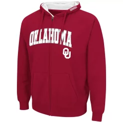 Men's Colosseum Crimson Oklahoma Sooners Arch & Team Logo 3.0 Full-Zip Hoodie -Colosseum shop 5935508 ALT2