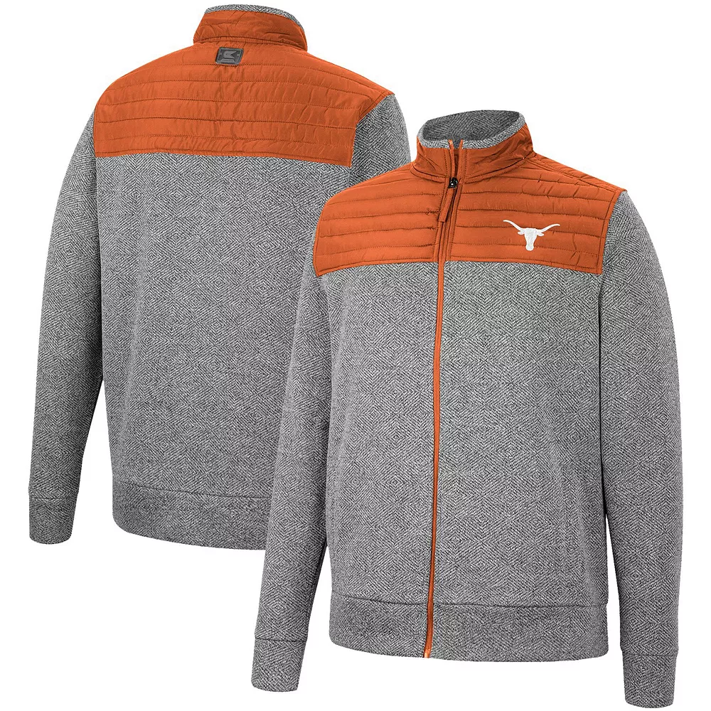 Men's Colosseum Charcoal/Texas Orange Texas Longhorns Putter Herringbone Full-Zip Jacket 2 Men's Colosseum Charcoal/Texas Orange Texas Longhorns Putter Herringbone Full-Zip Jacket - Image 2