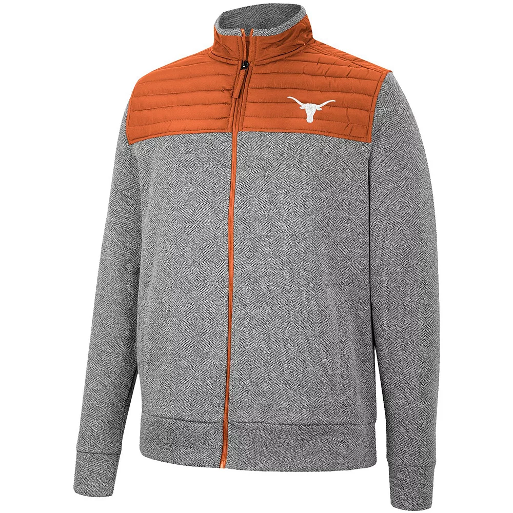 Men's Colosseum Charcoal/Texas Orange Texas Longhorns Putter Herringbone Full-Zip Jacket 3 Men's Colosseum Charcoal/Texas Orange Texas Longhorns Putter Herringbone Full-Zip Jacket - Image 3