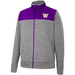 Men's Colosseum Charcoal/Purple Washington Huskies Putter Herringbone Full-Zip Jacket -Colosseum shop 5935883 ALT2