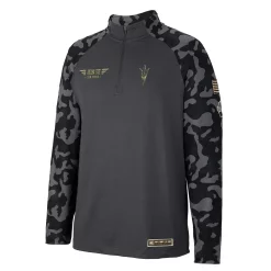Men's Colosseum Charcoal Arizona State Sun Devils OHT Military Appreciation Long Range Raglan Quarter-Zip Jacket -Colosseum shop 5935924 ALT2