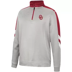 Men's Colosseum Gray/Crimson Oklahoma Sooners Bushwood Fleece Quarter-Zip Jacket -Colosseum shop 5936098 ALT2