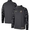 Men's Colosseum Charcoal Oregon Ducks OHT Military Appreciation Long Range Raglan Quarter-Zip Jacket
