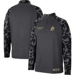 Men's Colosseum Charcoal Oregon Ducks OHT Military Appreciation Long Range Raglan Quarter-Zip Jacket